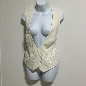 New York Company Women Suits Vest Size 16 cream Ivory Button Up Adjustable Back